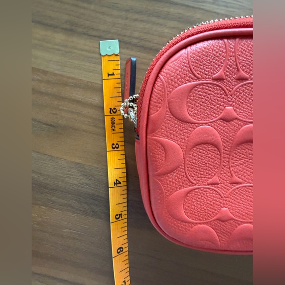 Coach Coral/Orange Crossbody or Wristlet Bag. 2 zipped compartments. Authentic. - Picture 9 of 9